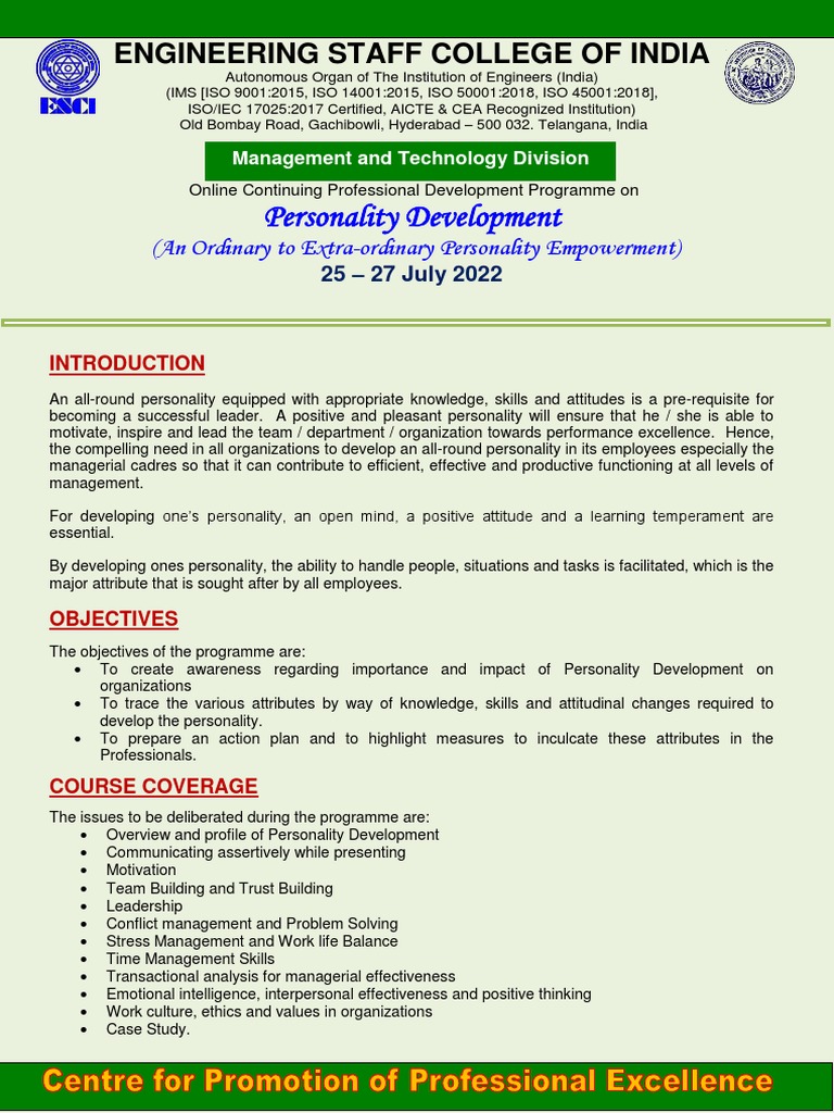 Personality Development Course in Hyderabad | PDF | Leadership