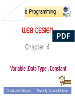 Web Design Chapter 4 PHP - Variable DataType Const