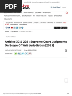 Articles 32 & 226 - Supreme Court Judgments On Scope of Writ Jurisdiction (2021)