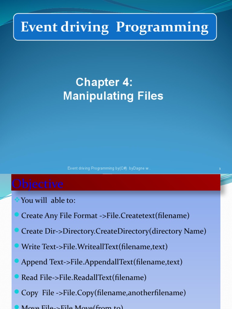 Chapter 4 Manipulating Files PDF Computer File Filename