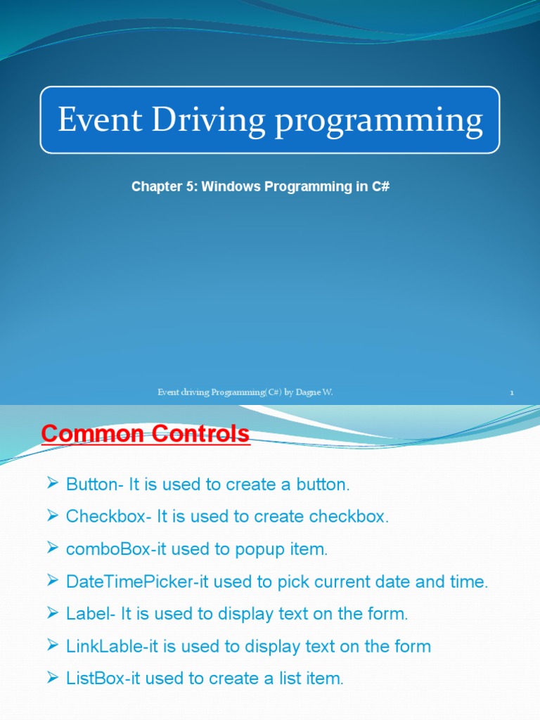 Chapter 5 - Windows Programming in C# | PDF | Window (Computing) | C ...