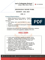 General Instructions:: Summer Holiday Home Work SESSION - 2022 - 2023 STD - 8