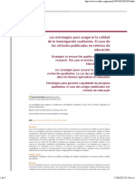 Las Estrategias para Asegurar La Calidad de La Investigación Cualitativa. El Caso de Los Artículos Publicados en Revistas de Educación