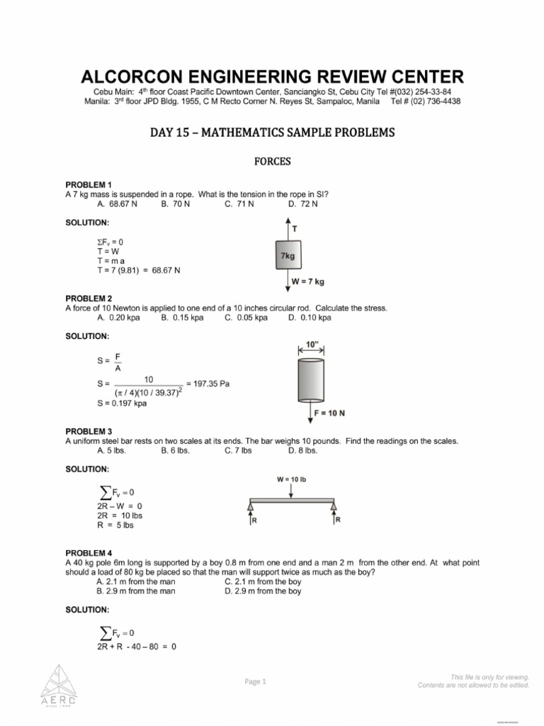 Sample Problems Math Day 15 | PDF