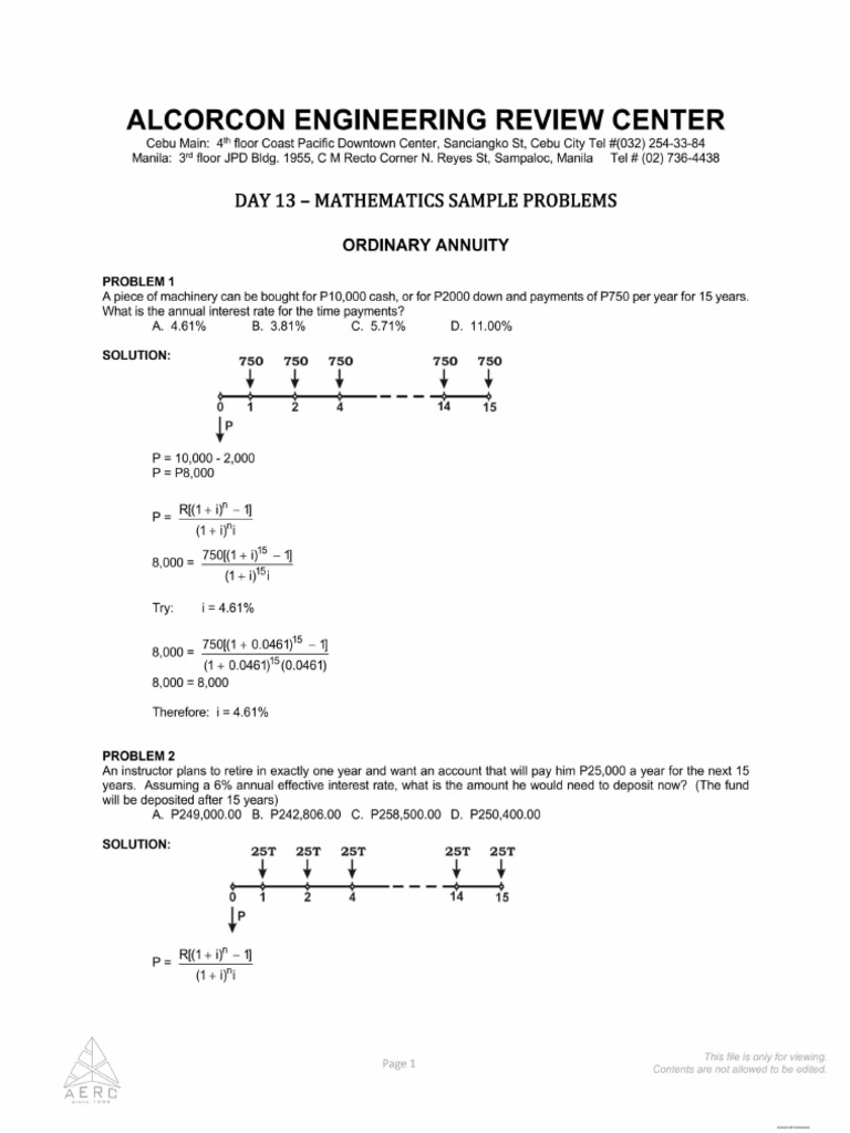 Sample Problems Math Day 13 | PDF