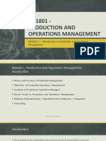 NC1801 - Production and Operations Management Module I Introduction