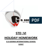 Std:Vi Holiday Homework: G D Goenka International School Surat