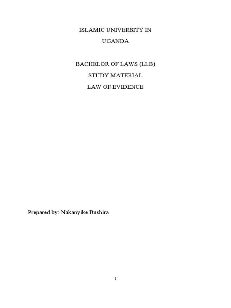Evidence Law 1 Notes | PDF | Evidence (Law) | Evidence