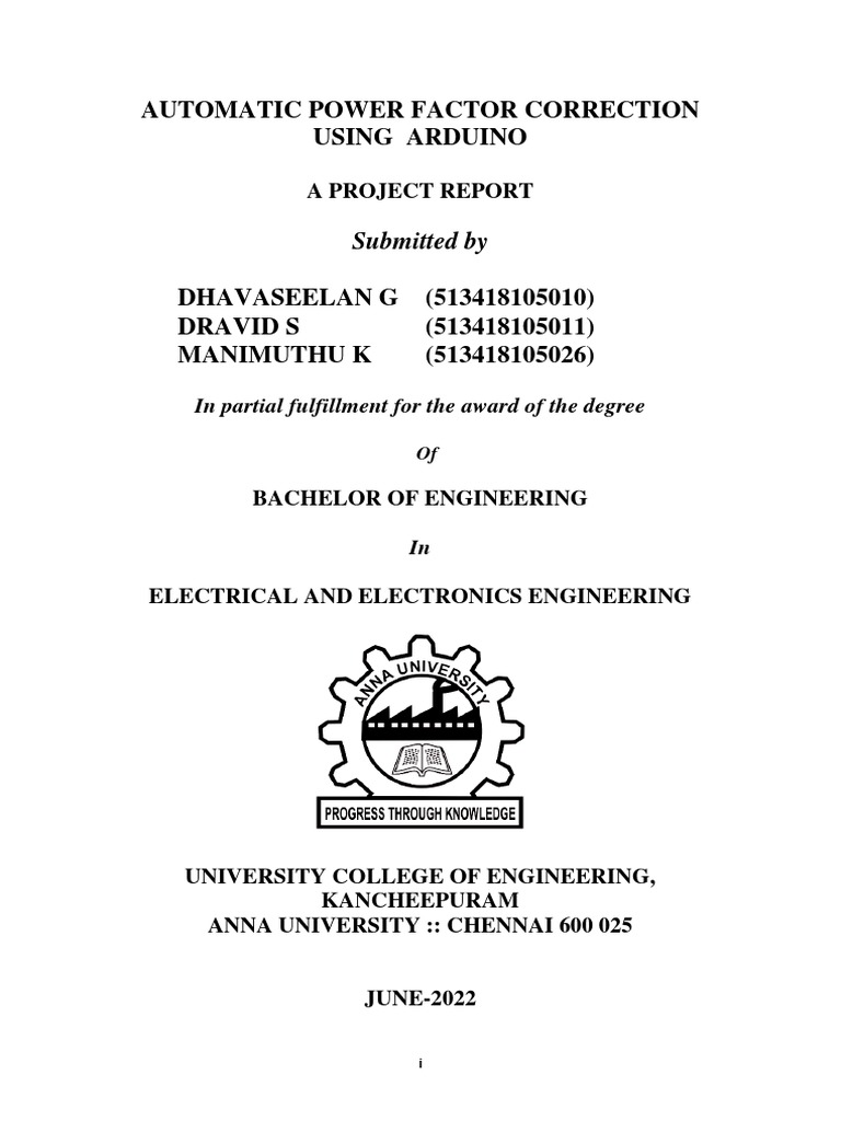 Automatic Power Factor Correction Using Arduino | PDF | Rectifier ...