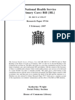 The National Health Service (Primary Care) Bill (HL) : Research Paper 97/16 5 February 1997