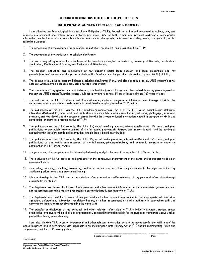 Data Privacy Consent for Students | PDF | Privacy | Information Privacy