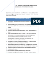 Reglamento para El Correcto Cumplimiento de Protocolo Covid-19.