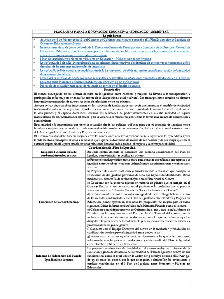 Plan de Igualdad en Educación 2021 | PDF | Estudios de género ...