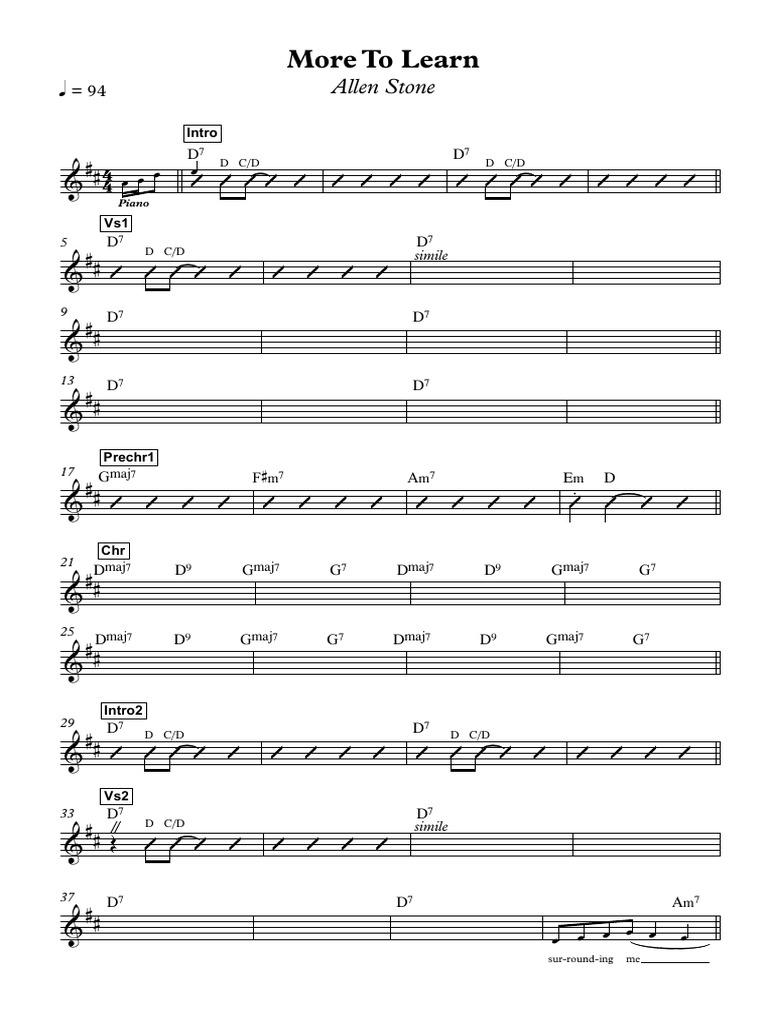 More To Learn Allen Stone Chord Chart PDF