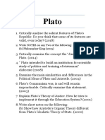 Plato: 2. Write NOTES On Any Two of The Following: (B) Philosopher King (2015)
