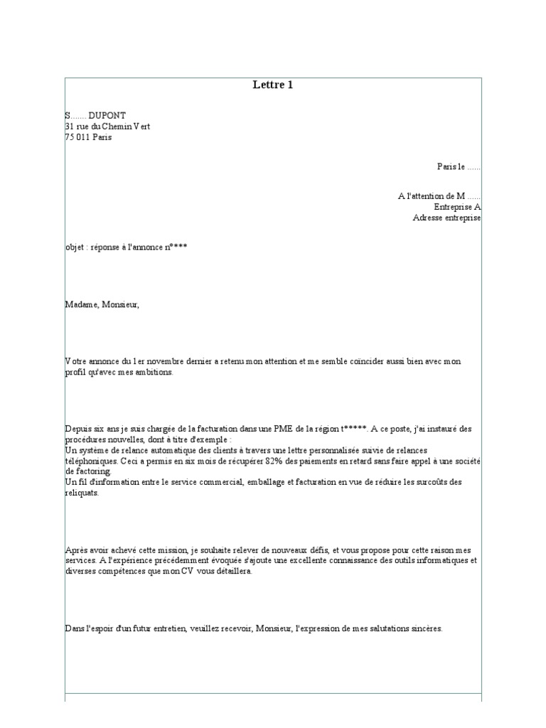 100 Lettres Et Mail de Motivations Paris Informatique