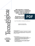 Microestructura y Resistencia Adhesivo-Cohesiva de Recubrimientos de Níquel, Carburo de Tungsteno y Óxido de Cromo Aplicados Por Aspersión Térmica