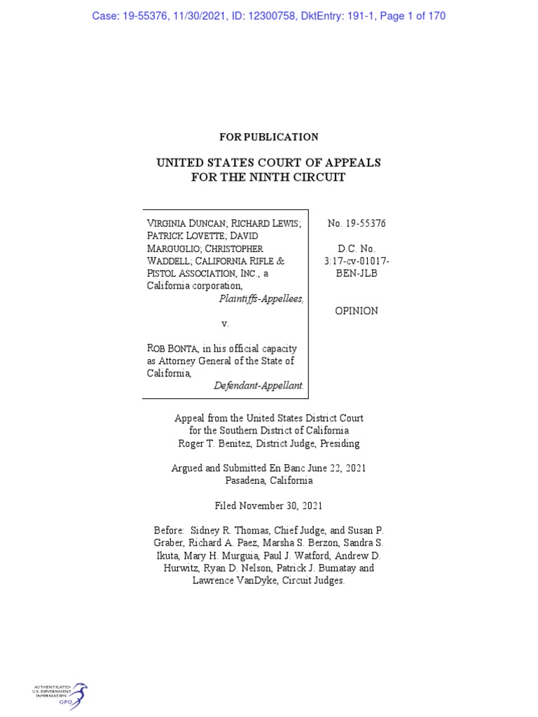 Duncan vs. Bonta | PDF | Second Amendment To The United States ...