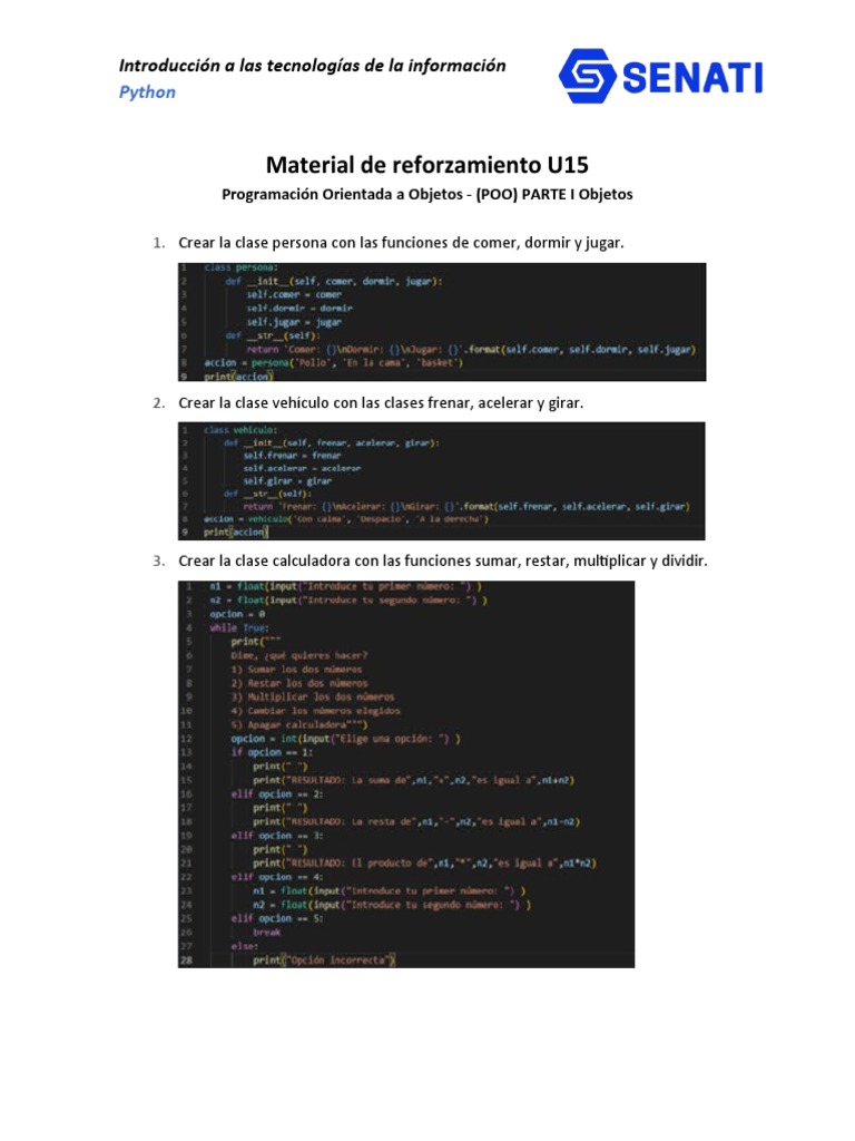 Clases en Python: POO y Ejemplos | PDF