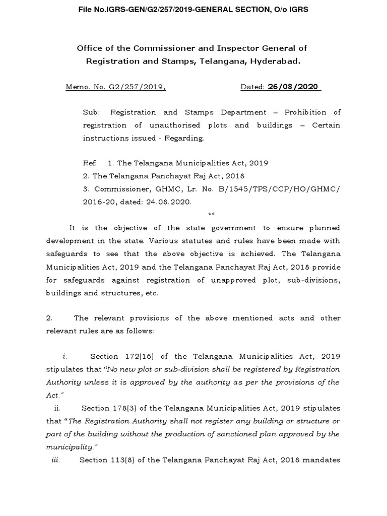 Telangana Registration Guidelines Update | PDF | Public Law | Common Law