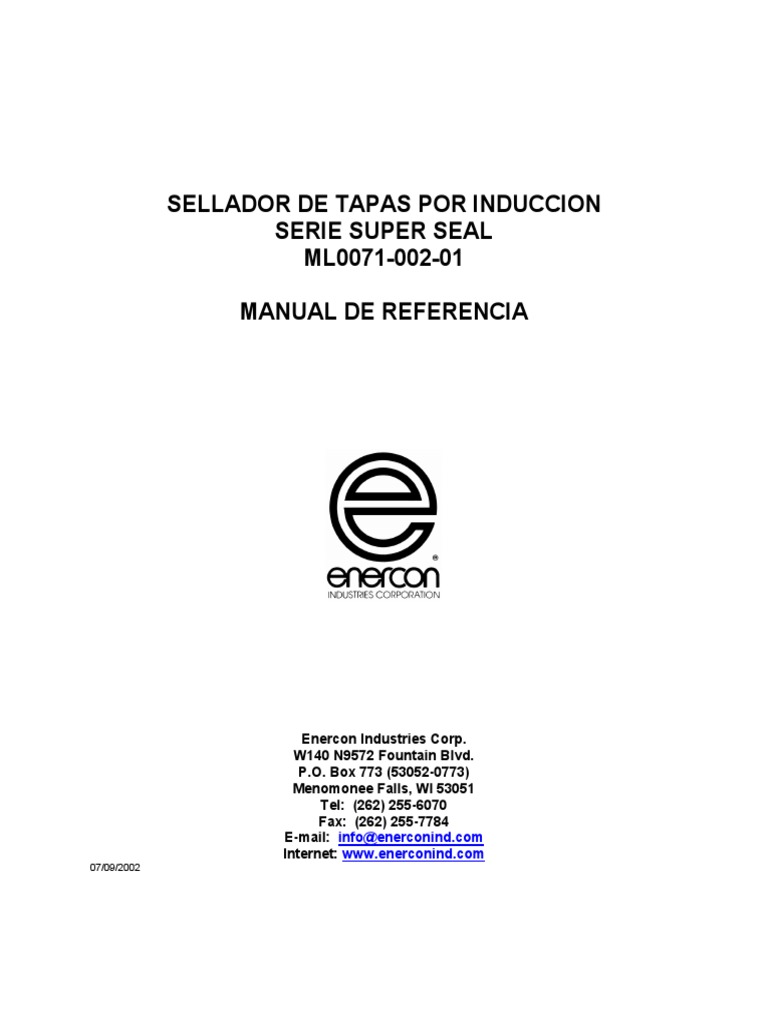 ML0071 002 01 Super Seal Cap Sealer Spanish PDF Control remoto