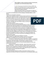 La OMS Recomienda Aplicar Medidas en Todo El Mundo para Reducir El Consumo de Bebidas Azucaradas y Sus Consecuencias para La Salud