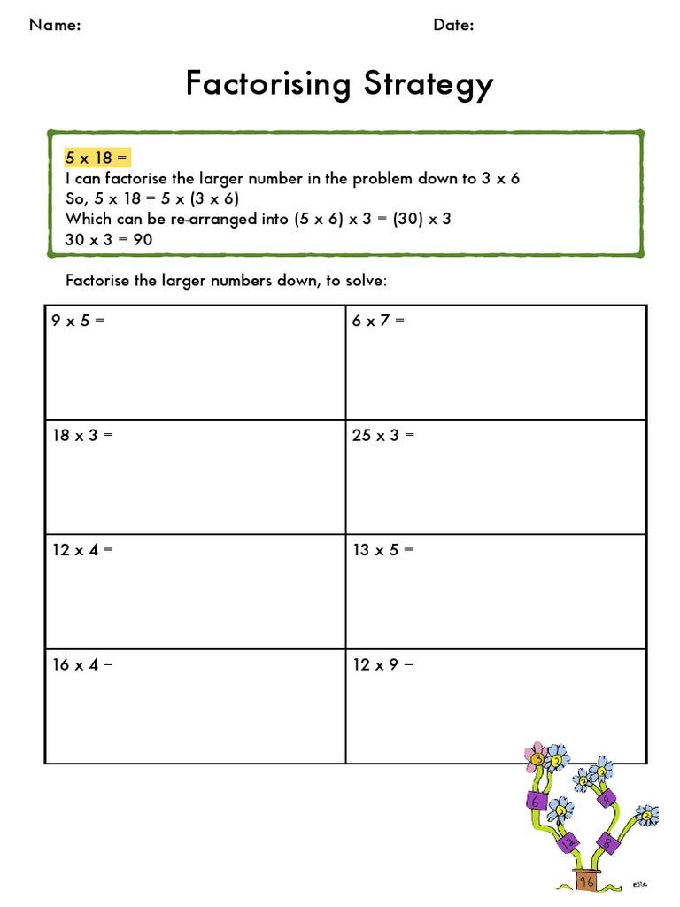 Worksheet - 1. Multiplication - Factorising | PDF