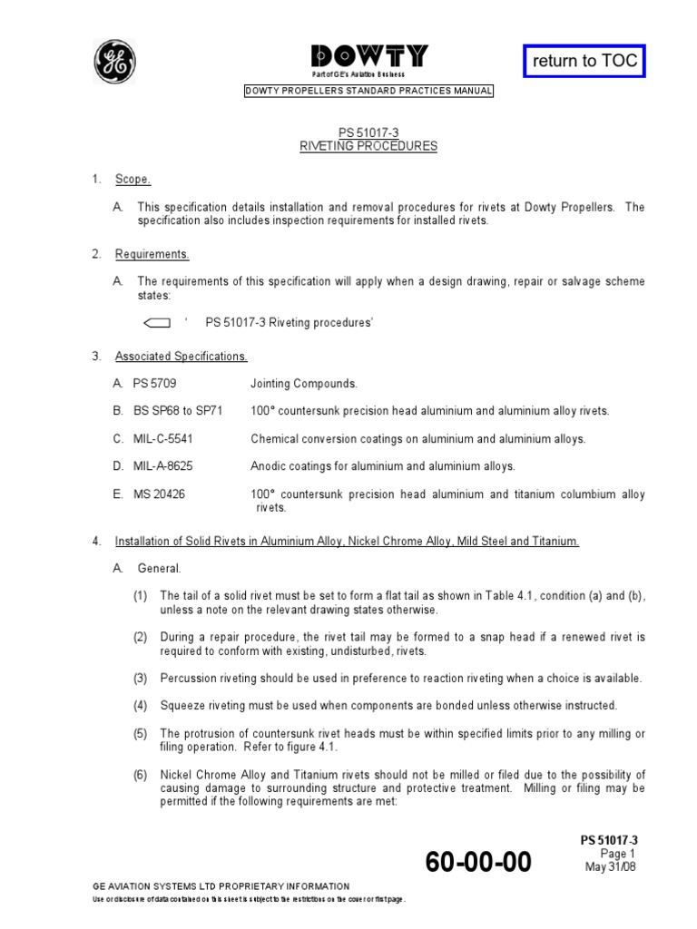 Return To TOC Dowty Propellers Standard Practices Manual PDF Rivet