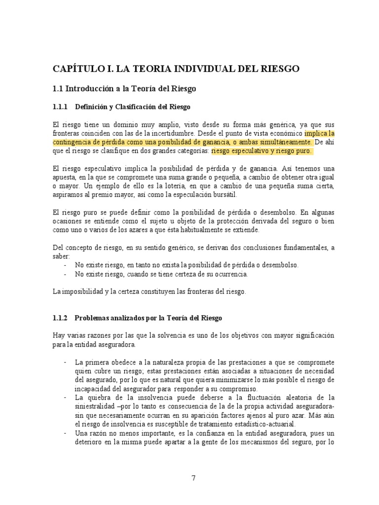 Teoría Del Riesgo | PDF | Distribución de probabilidad | Probabilidad
