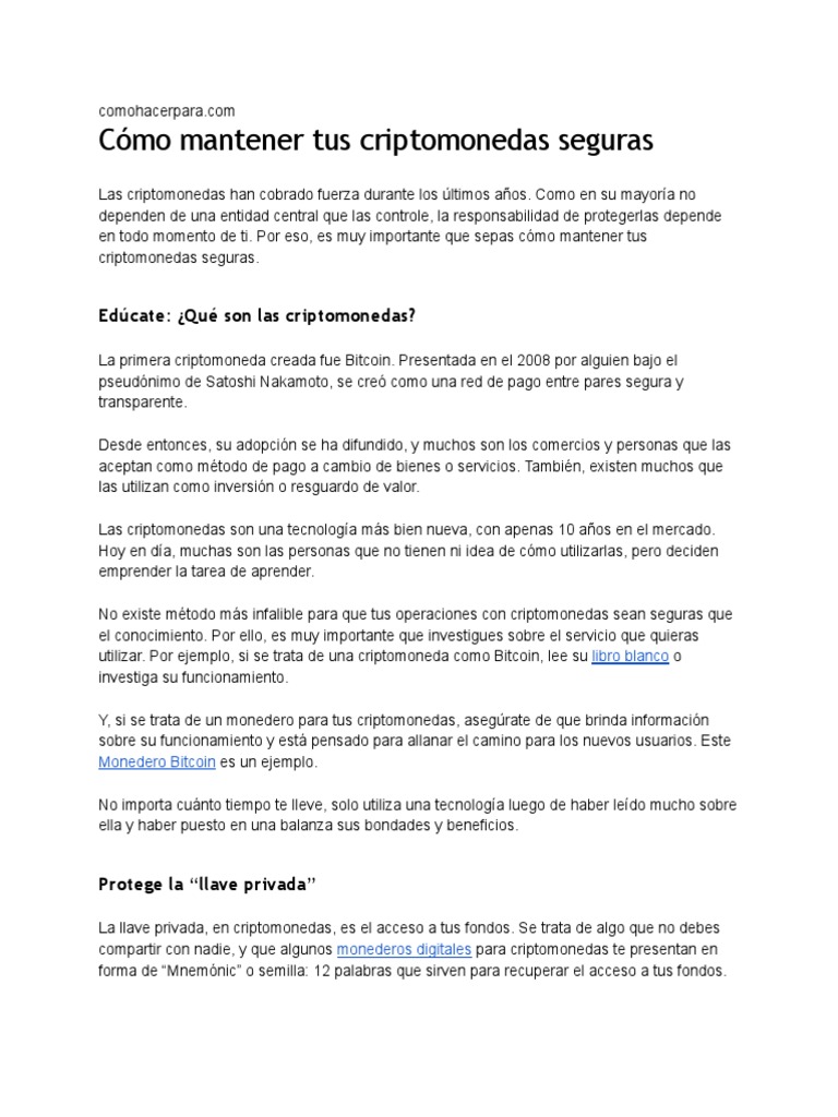 Protege tus Criptomonedas Seguras | PDF | Criptomoneda | Suplantación de  identidad