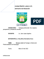 Ensayo Teología e Historia Del Pentecostalismo en Nicaragua