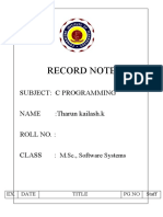 Record Note: Subject: C Programming NAME:Tharun Kailash.k Roll No.: Class