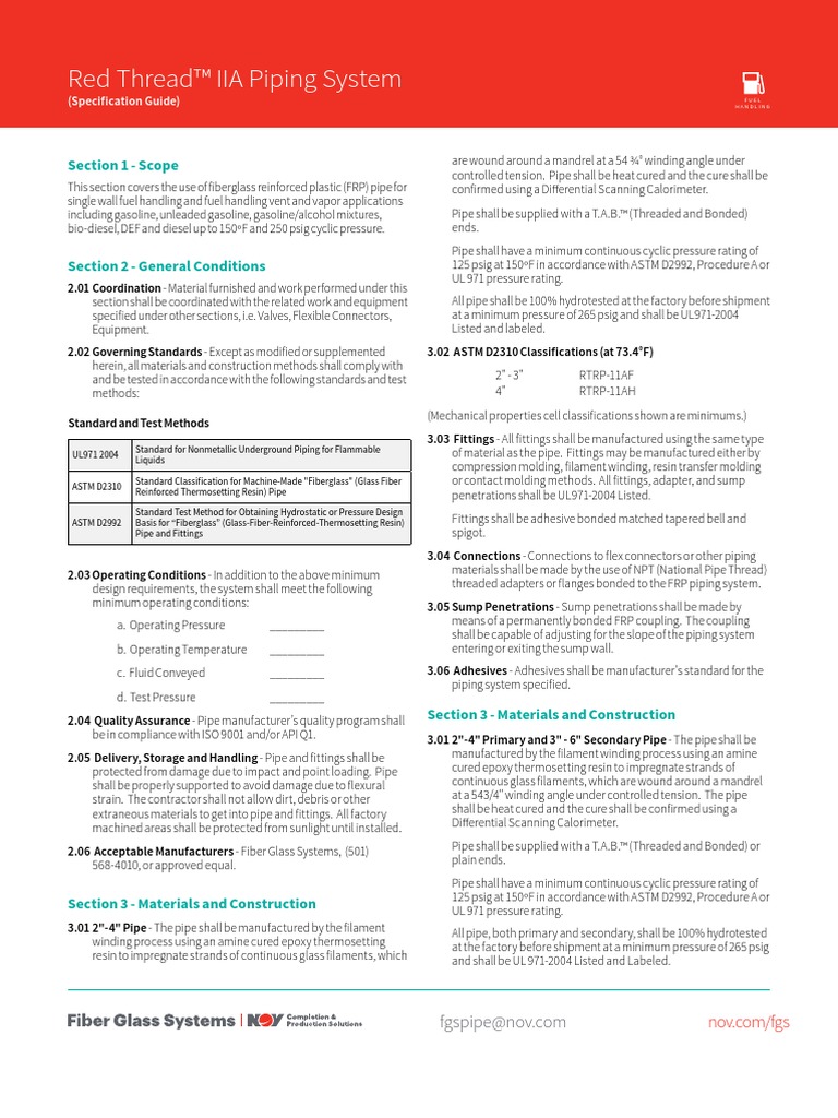 Red Thread IIA Piping System Spec Sheet | PDF | Pipe (Fluid Conveyance ...