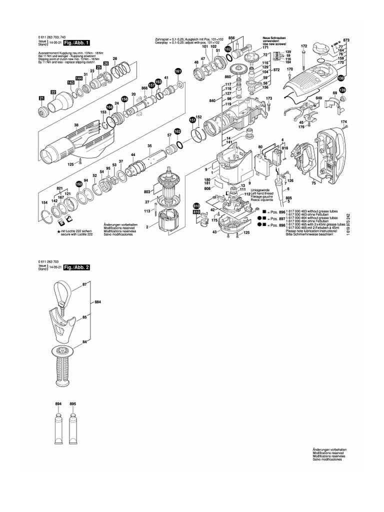 Bosch Rotary Hammer GBH 7 46 DE 0 611 263 734 Illustrations PDF