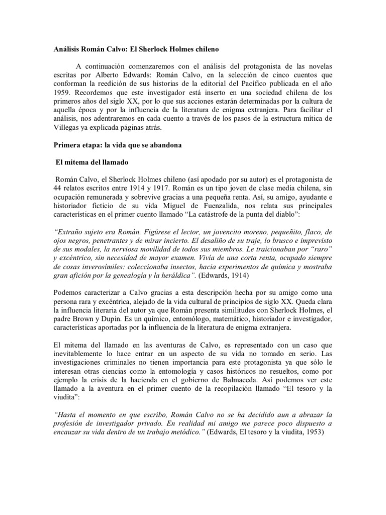 Roman Calvo: Análisis y Contexto | PDF | Sherlock Holmes | Cuentos