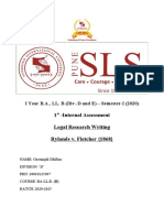 1 - Internal Assessment Legal Research Writing Rylands v. Fletcher (1868)