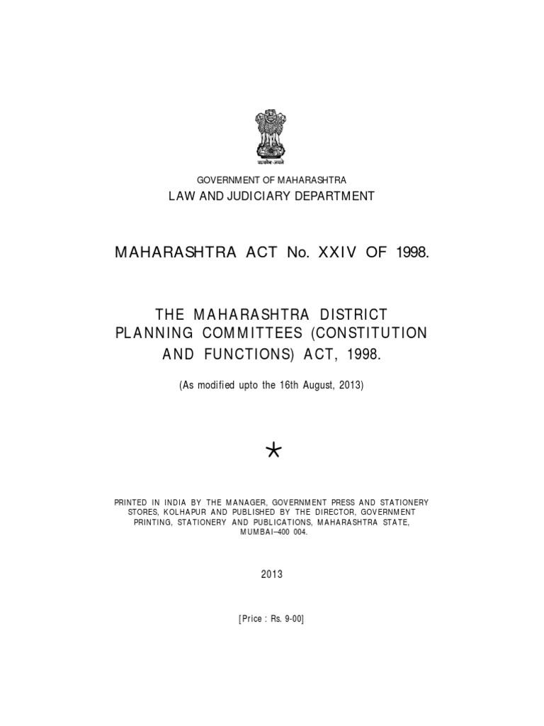 The Maharashtra District Planning Committees (Constitution and