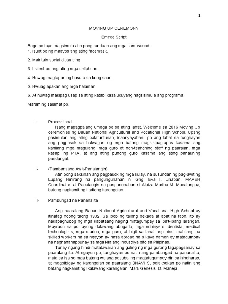 Moving Up Script | PDF