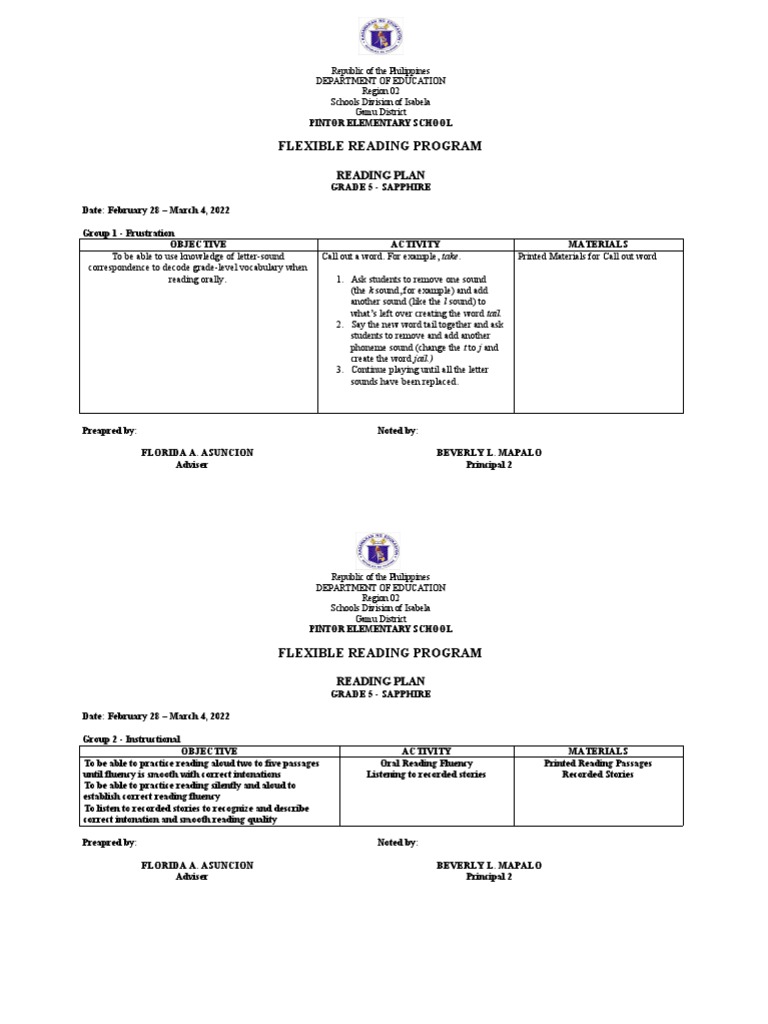 Grade 5 Flexible Reading Plan | PDF | Reading Comprehension | Communication