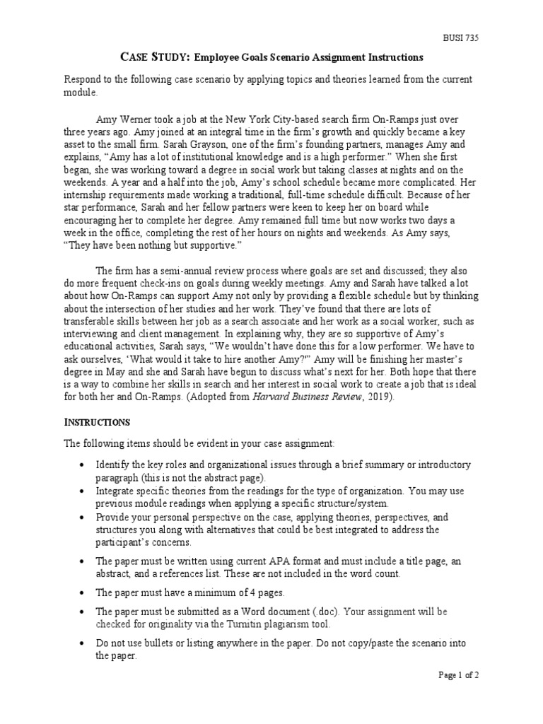 Employee Goals Scenario Assignment Instructions ASE Tudy PDF