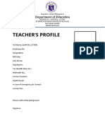 Teacher'S Profile: Department of Education