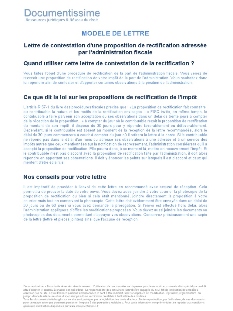 Contestation d'une rectification fiscale | PDF | Impôts