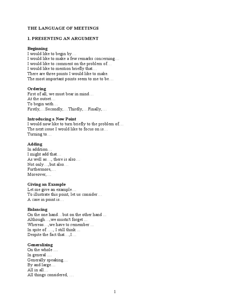 Essential Phrases for Effective Meetings | PDF | Consensus Decision Making