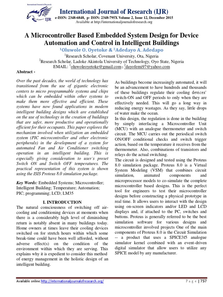 A Microcontroller Based Embedded System Pdf Analog To Digital