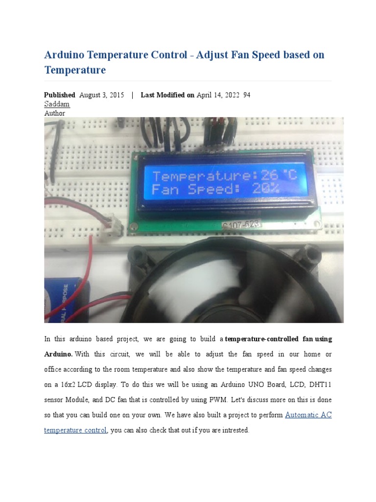 Arduino Temperature Control | PDF | Arduino | Sensor