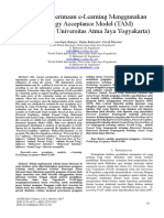 Analisis Penerimaan E-Learning Menggunakan Technology Acceptance Model (TAM) (Studi Kasus: Universitas Atma Jaya Yogyakarta)