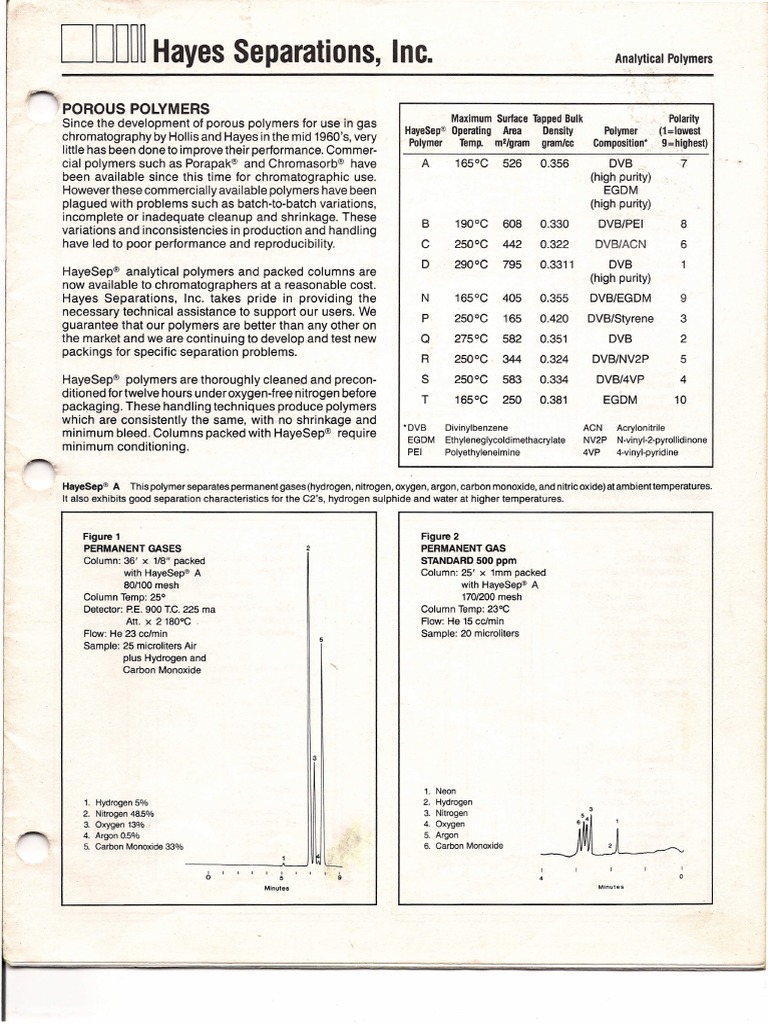 HAYESEP | PDF | Nitrogen | Chemistry