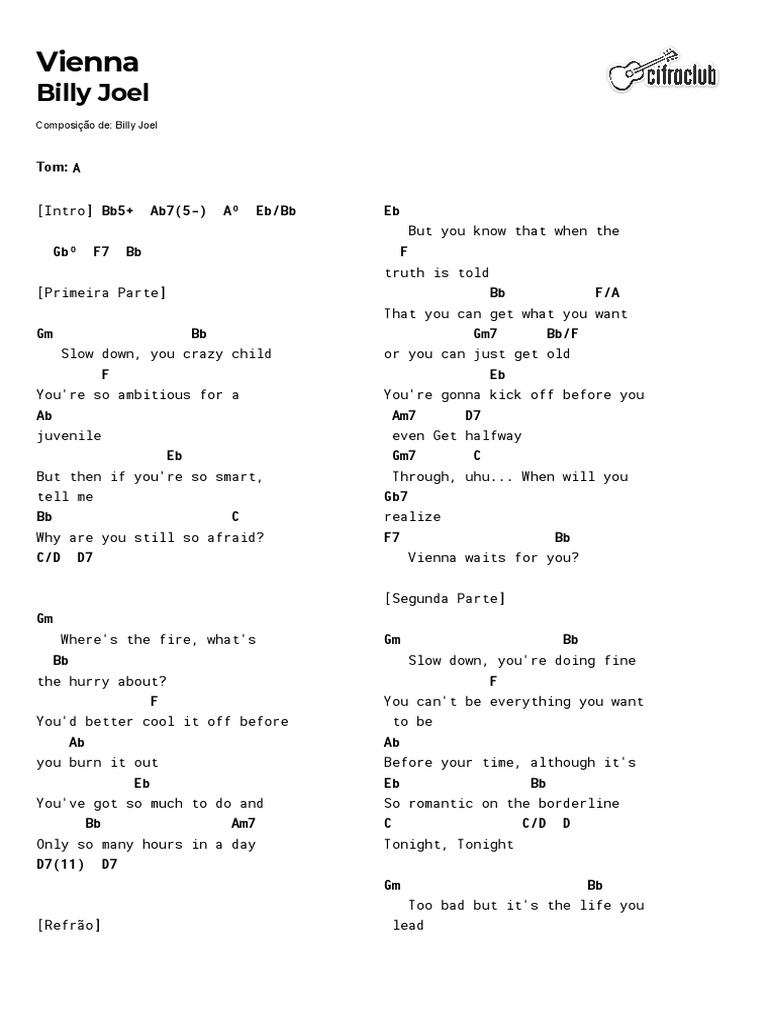 Cifra Club Billy Joel Vienna PDF