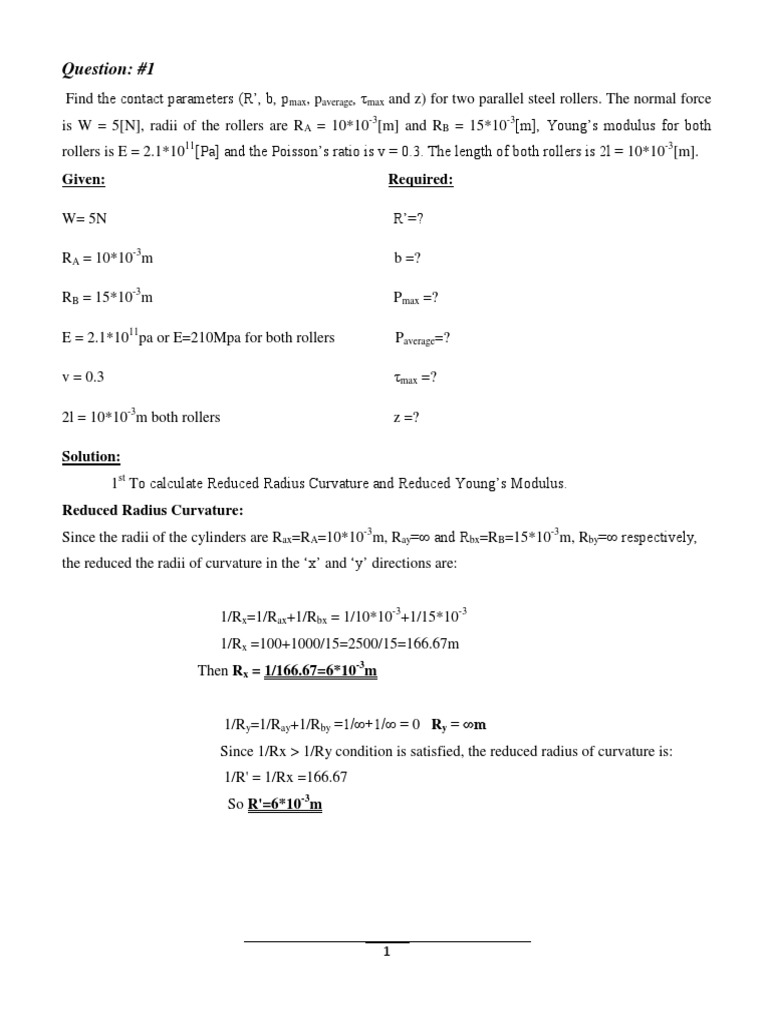 Steel Roller Contact Analysis | PDF | Teaching Methods & Materials ...