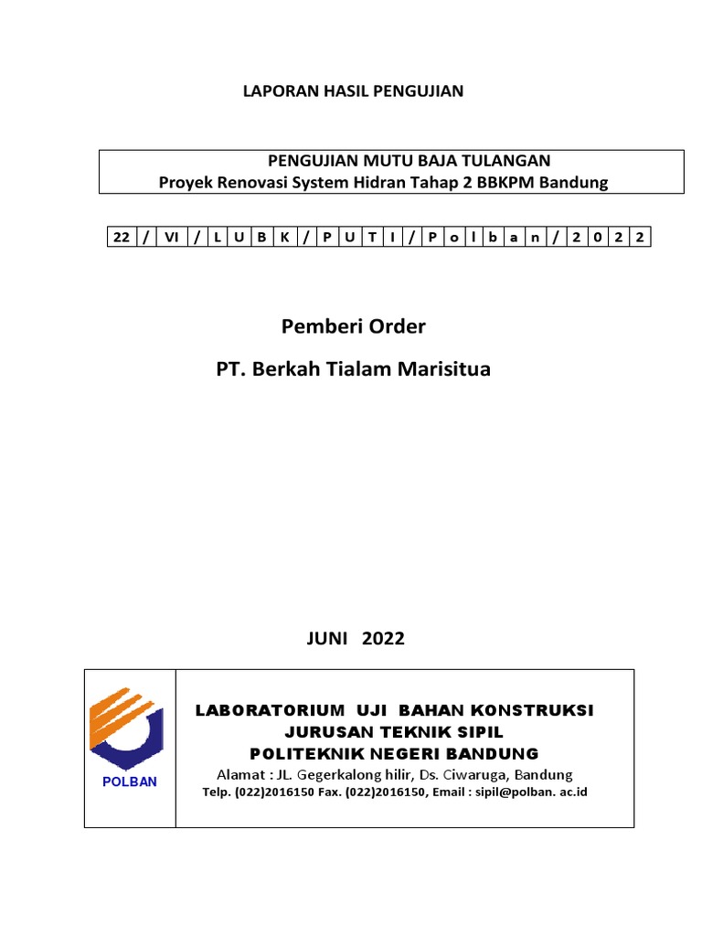 Laporan Uji Baja Tulangan 22 6 Pdf